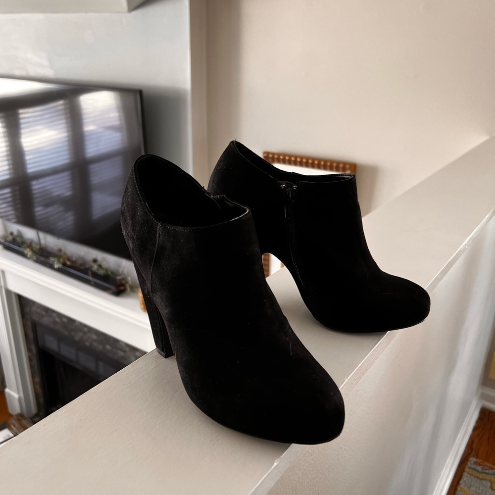 Black suede bootie